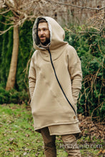 Laden Sie das Bild in den Galerie-Viewer, Asymmetrical Hoodie - Beige with Jurassic Park - Ice Desert
