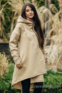 Asymmetrical Hoodie - Beige with Wild Wine - Vineyard