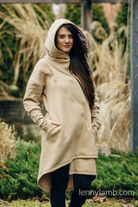 Asymmetrical Hoodie - Beige with Wild Wine - Vineyard