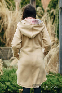 Asymmetrical Hoodie - Beige with Wild Wine - Vineyard