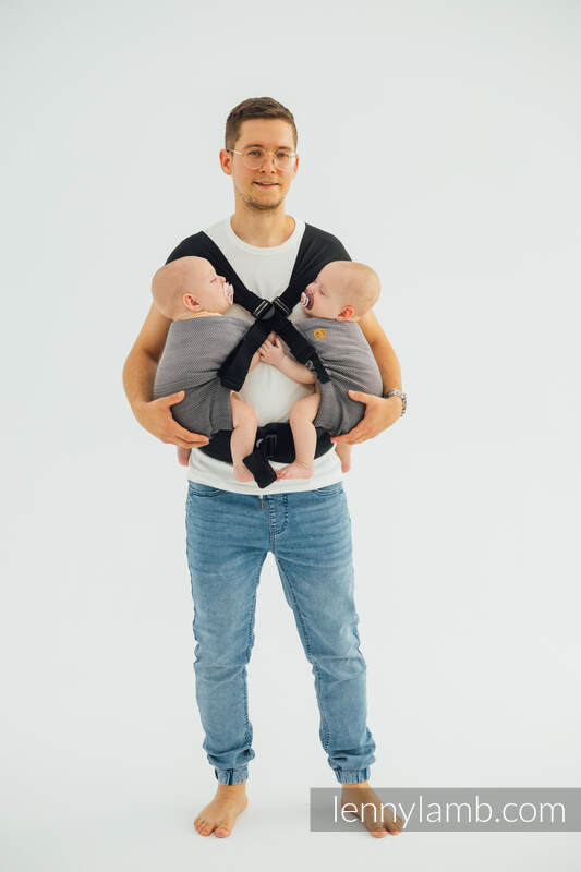 LennyTwin Carrier - LITTLE HERRINGBONE OMBRE GREY - 100% bomull