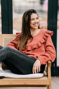 Amningsblus i 100% ekologisk bomullsväv från Bohemilk - Terracotta