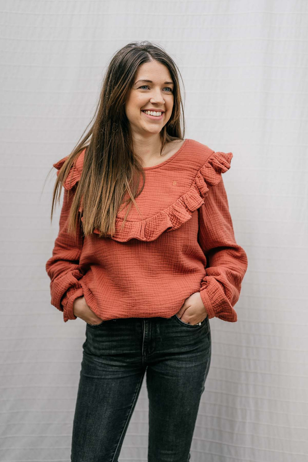 Amningsblus i 100% ekologisk bomullsväv från Bohemilk - Terracotta