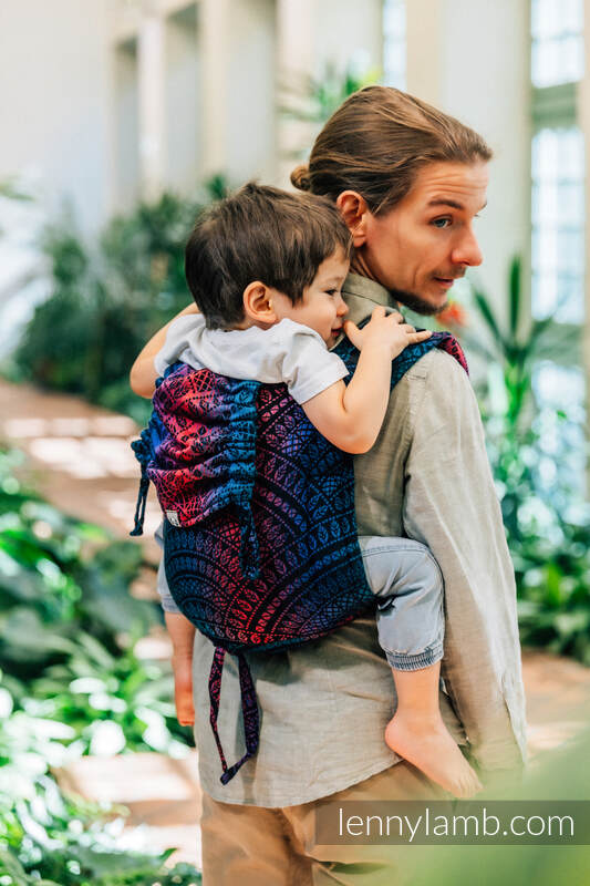 Onbuhimo PRO Carrier - PEACOCK'S TAIL - BLACK OPAL - 60% cotton, 28% Merino wool, 8% silk, 4% cashmere
