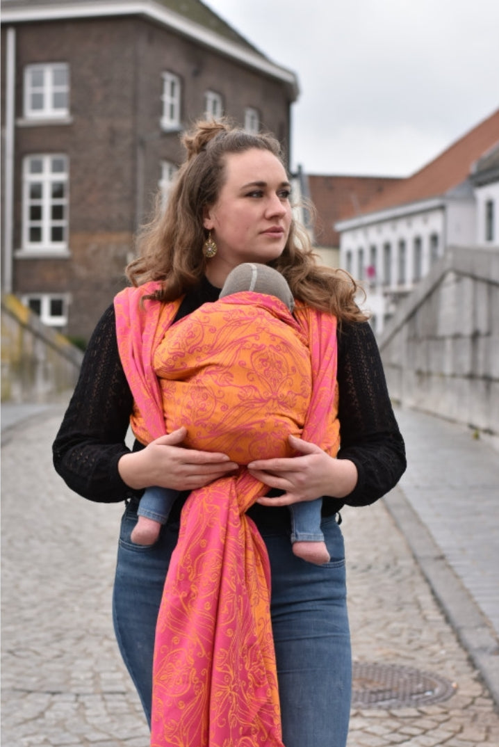 Yaro woven wrap - Elvish Duo Yellow Pink Orange - 100% cotton