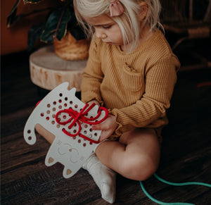 Sophia the Cat - wooden Montessori lacing toy
