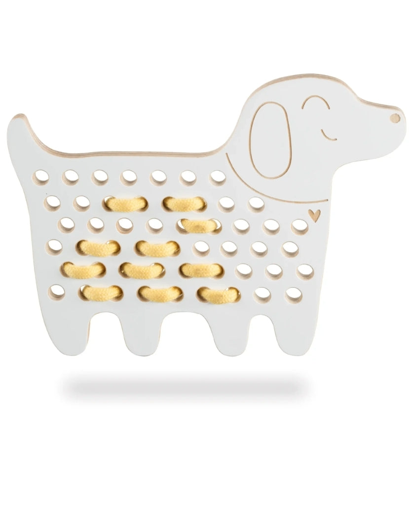 Charlie the dog - wooden Montessori lacing toy