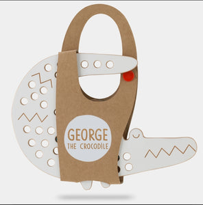 Pre-order! - George the Crocodile - wooden Montessori lacing toy