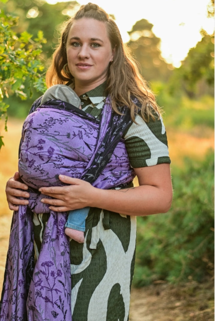 Yaro ring sling - Terra Duo Black Silver Orchid Silk Ring Sling - 90% cotton, 10% silk
