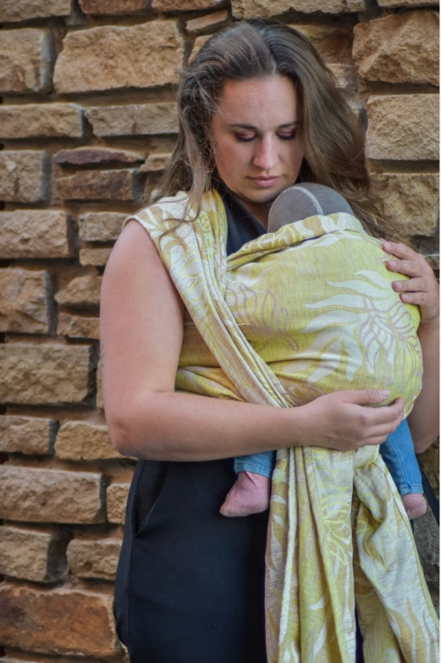 Yaro ringsjal - Oasis Duo Yellow Brown Bamboo Tencel Ring Sling - 40% bomull, 30% bambu, 30% tencel
