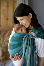 Load image into Gallery viewer, Little Frog Ring Sling - Emerald Path - 100% combed cotton
