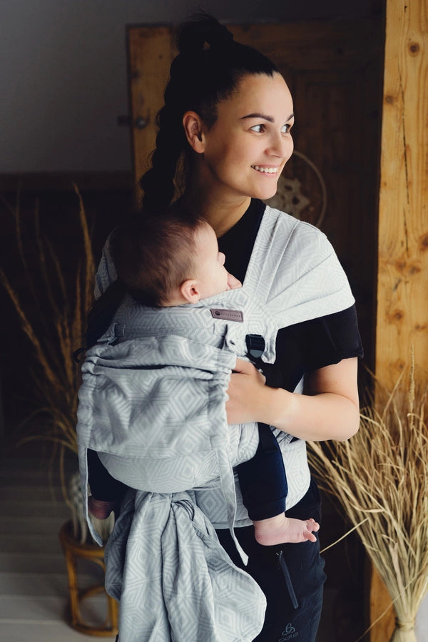 Little Frog Cross Hybrid Carrier - Grey Cube - 100% bomull