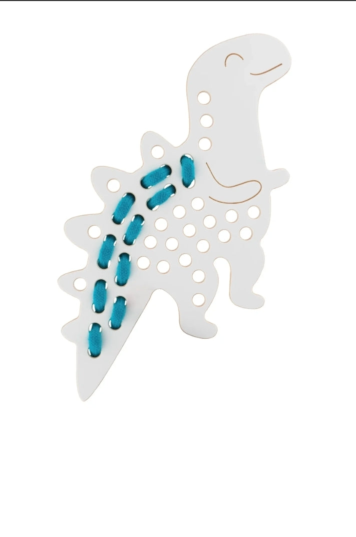 Alex the dinosaur - wooden Montessori lacing toy