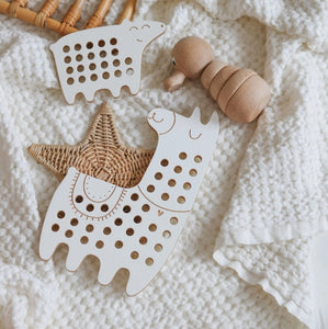 Lilly the Lama - wooden Montessori lacing toy