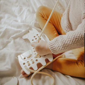 Lilly the Lama - wooden Montessori lacing toy