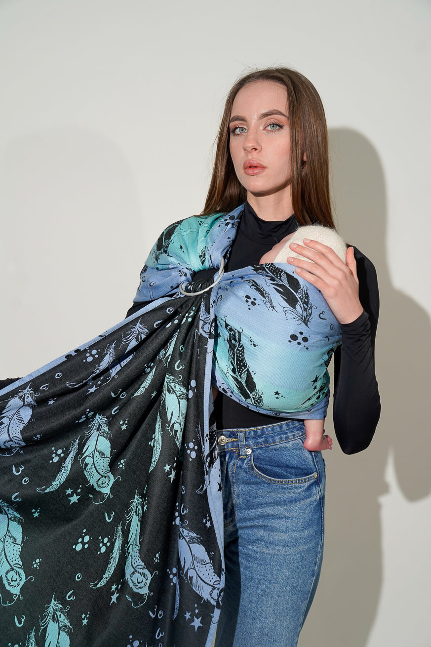 KOKADI Ring Sling - Blue Niyaha Reloaded - 68% organic cotton, 32% bamboo viscose