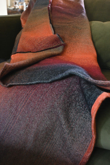 Yaro Blanket - Multicolor White Grey Orange Rainbow Wool