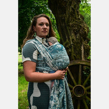 Ladda upp bild till gallerivisning, Yaro vävd sjal - Flowersnake Duo Black Blue Wool - 40% bomull 30%, merinoull, 30% tencel
