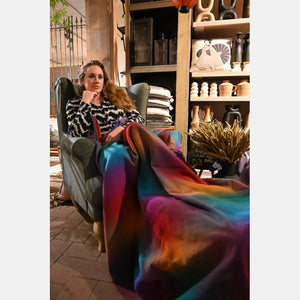 Yaro Blanket - Multicolor Double Rainbow Wool