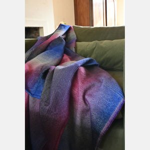 Yaro Blanket - Multicolor White Grey Magenta Rainbow Wool