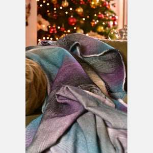 Yaro Blanket - Multicolor White Grey Petrol Rainbow Wool