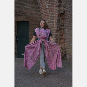 Yaro gewebter Tragetuch – Dandy Duo Fuchsia Türkis Ecru Tencel Seacell – 65 % Baumwolle, 25 % Tencel, 10 % Seacell – Sale!