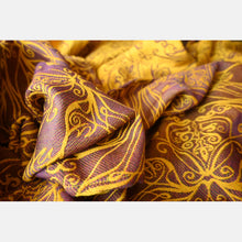 Load image into Gallery viewer, Yaro ring sling - Elvish Duo Yellow Purple Tencel Seacell Ring Sling - 55% cotton, 30% tencel, 15% seacell
