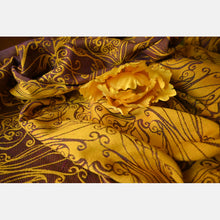 Laden Sie das Bild in den Galerie-Viewer, Yaro vävd sjal - Elvish Duo Yellow Purple Tencel Seacell - 55% bomull, 30% tencel, 15% seacell - Utförsäljning!
