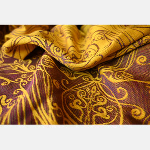 Yaro Woven wrap - Elvish Duo Yellow Purple Tencel Seacell - 55% Cotton, 30% Tencel, 15% Seacell