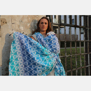 Yaro vävd sjal - La Fleur Trinity Atlantic Rainbow Linen Hemp - 70% bomull, 25% linne, 5% hampa - Utförsäljning!