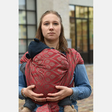 Load image into Gallery viewer, Yaro Ring Sling - Yaro La Vita Burgundy Gray Wool Blend Ring Sling - 60% Cotton, 30% Wool, 5% Silk, 5% Cashmere
