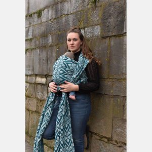 Yaro vävd sjal - La Vita Duo Black Petrol Natural Alpaca Wool - 50% bomull, 30% baby alpacka, 20% merinoull - Utförsäljning!