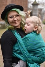 Load image into Gallery viewer, Yaro vävd sjal - La Vita Petrol Green Wool Blend - 60% bomull, 30% ull, 5% silke, 5% kashmir
