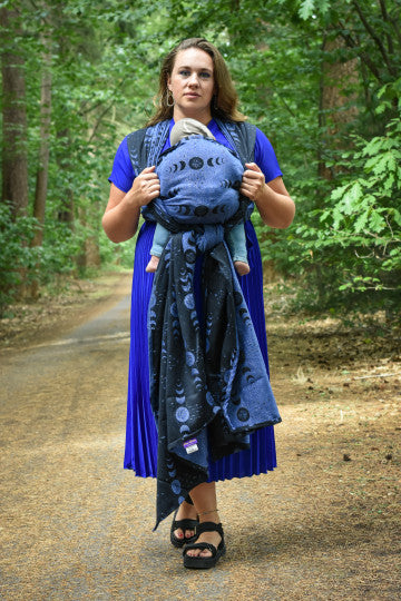 Yaro woven shawl - Luna Duo Black Grey Dark-Blue Glam - 99% cotton, 1% polyester