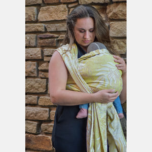 Yaro ringsjal - Oasis Duo Yellow Brown Bamboo Tencel Ring Sling - 40% bomull, 30% bambu, 30% tencel