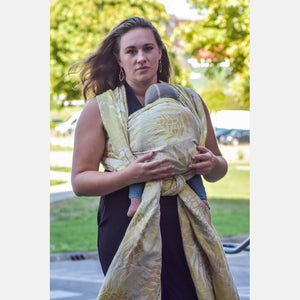 Yaro ringsjal - Oasis Duo Yellow Brown Bamboo Tencel Ring Sling - 40% bomull, 30% bambu, 30% tencel