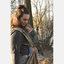 Load image into Gallery viewer, Yaro ringsjal - Oasis Trinity Yellow Blue Red Wool Tencel Ring Sling - 50% bomull, 30% ull, 20% tencel
