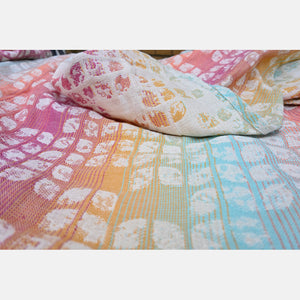 Yaro woven wrap - Petals Ultra Bonbon Rainbow Linen - 60% cotton, 30% linen, 5% seacell, 5% kapok