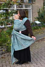 Laden Sie das Bild in den Galerie-Viewer, Yaro vävd sjal - Pulse Duo Turkis Grey Tencel - 70% bomull, 30% tencel
