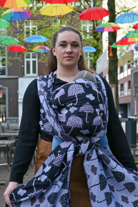 Yaro vävd sjal - Rainfall Duo Black Lavender White Seacell - 90% bomull, 10% seacell - Utförsäljning!