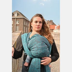 Yaro vävd sjal - Rococo Petrol Bordeaux Wool - 60% bomull, 40% merinoull - Utförsäljning!