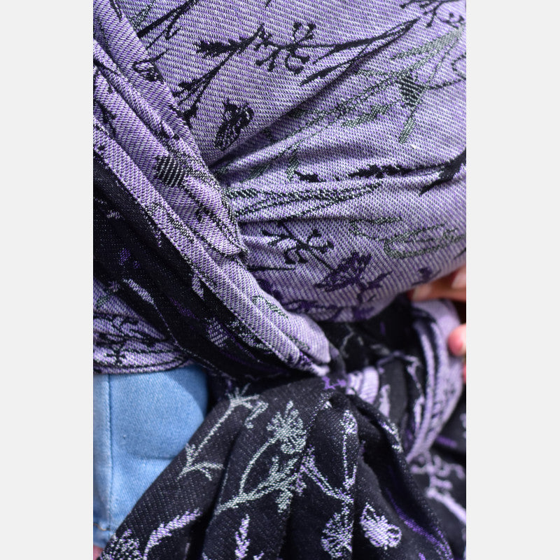 Yaro ring sling - Terra Duo Black Silver Purple Bourette Ring Sling - 70% cotton, 30% bourette silk
