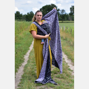 Yaro vävd sjal - Terra Duo Black Silver Purple Bourette - 70% bomull, 30% bourette silke