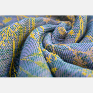 Yaro ringsjal - Terra Duo Yellow Olive Lilac Seacell Flame Ring Sling - 85% bomull, 15% seacell - Utförsäljning!