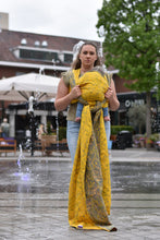 Ladda upp bild till gallerivisning, Yaro vävd sjal - Terra Duo Yellow Olive Lilac Seacell Flame - 85% bomull, 15% seacell
