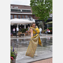Ladda upp bild till gallerivisning, Yaro vävd sjal - Terra Duo Yellow Olive Lilac Seacell Flame - 85% bomull, 15% seacell
