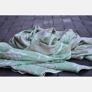 Yaro ringsjal - Oasis Duo Light-Green Beige Silk Linen Seacell Ring Sling - 60% bomull, 15% silke, 15% linne, 10% seacell