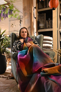 Yaro Blanket - Multicolor Double Rainbow Wool