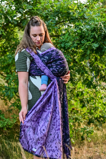 Yaro woven shawl - Terra Duo Black Silver Orchid Silk - 90% cotton, 10% silk