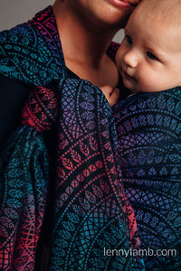 Lenny Lamb Woven Baby Wrap/Vävd sjal - PEACOCK'S TAIL - BLACK OPAL - 60% bomull, 28% merinoull, 8% silke, 4% kashmir